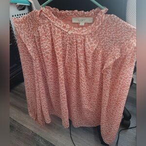 LOFT Coral Patterned Blouse